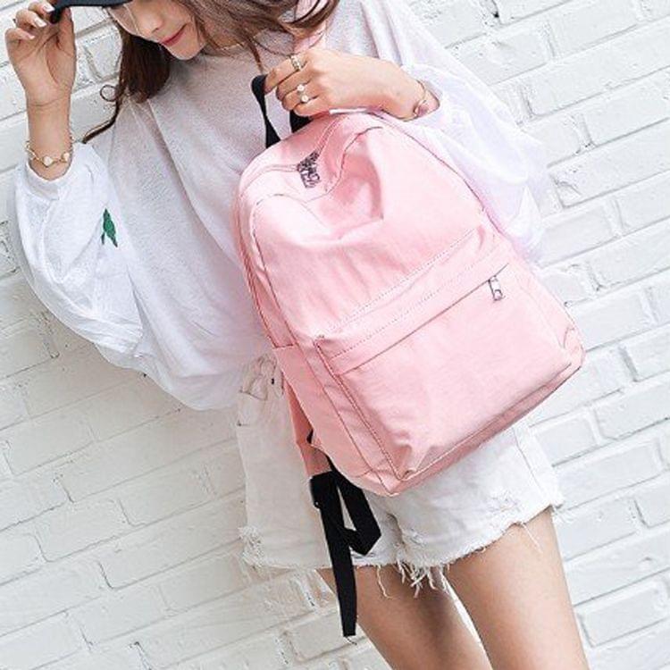 Multi-function Leisure Fashion Nylon Double Shoulders Bag Backpack (Pink)