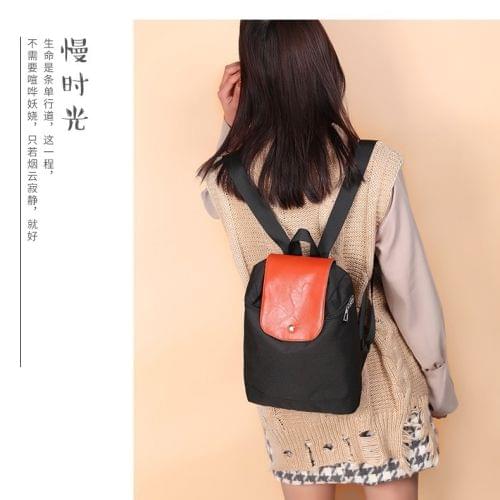 Waterproof Nylon Art Style Double Shoulders School Bag Travel Backpack Bag(Black)