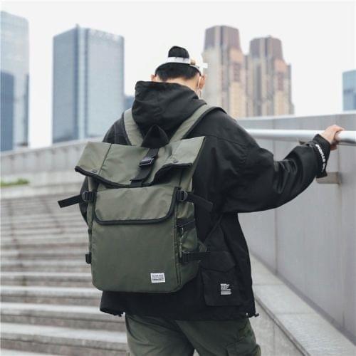 Buckle Design Outdoor Sport Double Shoulders Travel Backpack Bag (Green)