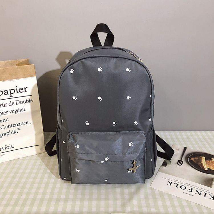 Small Footprint Pattern Waterproof Oxford Cloth Shoulder Backpack Casual Handbag Shoulder Bag (Grey)