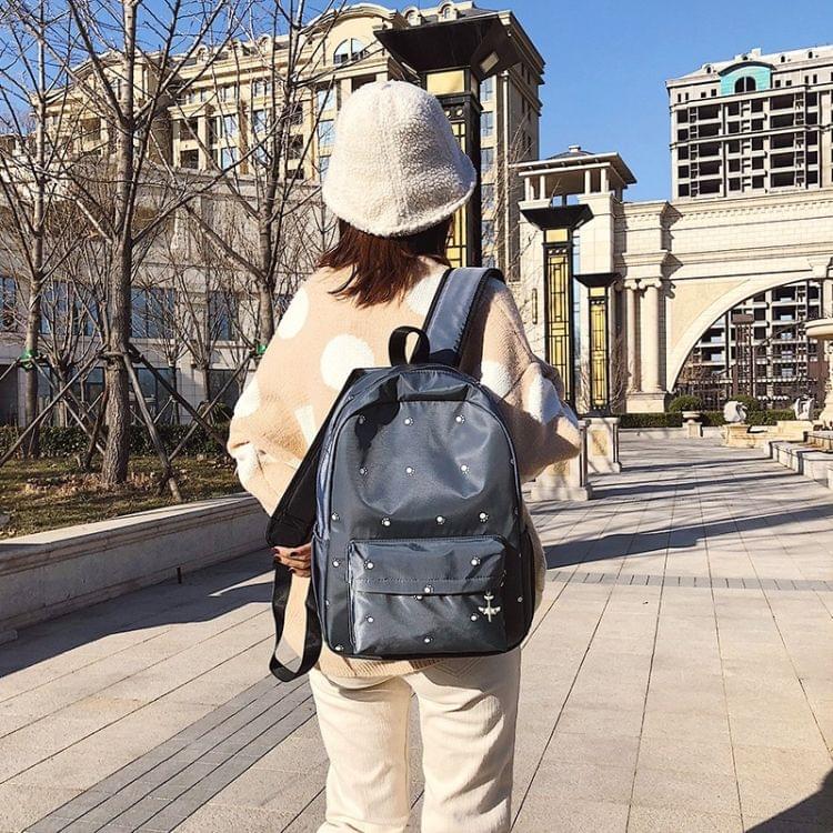 Small Footprint Pattern Waterproof Oxford Cloth Shoulder Backpack Casual Handbag Shoulder Bag (Grey)