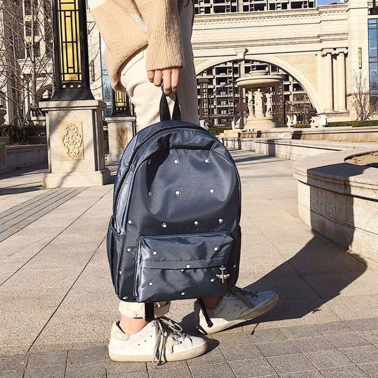 Small Footprint Pattern Waterproof Oxford Cloth Shoulder Backpack Casual Handbag Shoulder Bag (Grey)