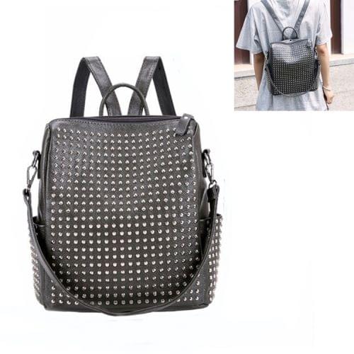 Rivet PU Leather Double-shoulder Bag Ladies Handbag Messenger Bag (Gray)
