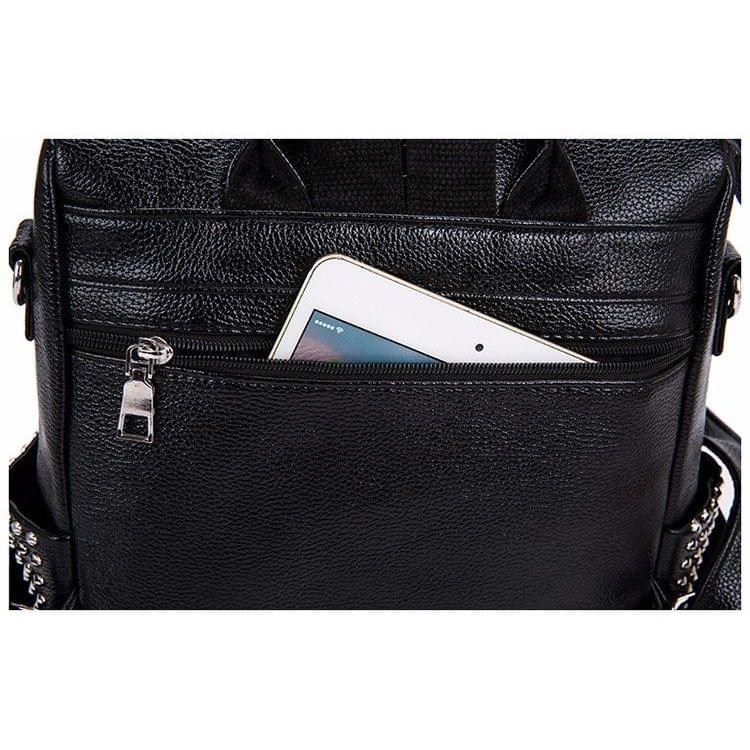 Rivet PU Leather Double-shoulder Bag Ladies Handbag Messenger Bag (Gray)