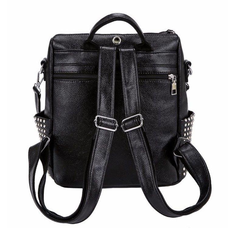 Rivet PU Leather Double-shoulder Bag Ladies Handbag Messenger Bag (Gray)