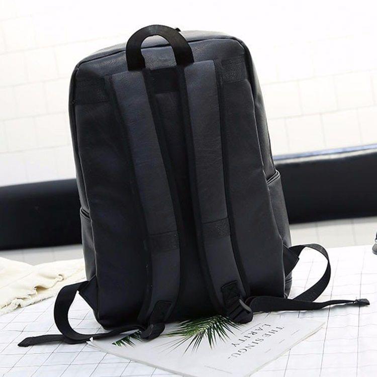 Wide Strap Casual PU Leather Double-shoulder Bag Messenger Bag for Men (Black)