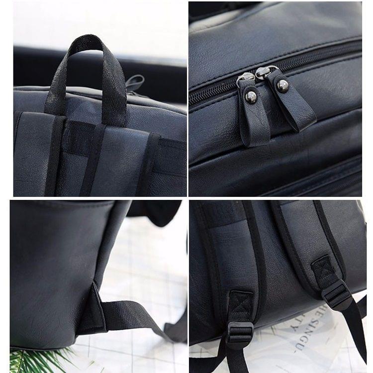 Wide Strap Casual PU Leather Double-shoulder Bag Messenger Bag for Men (Black)