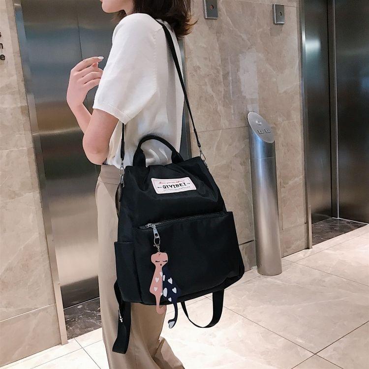 Multi-function Nylon Double Shoulders Bag Ladies Handbag Messenger Bag (Black)