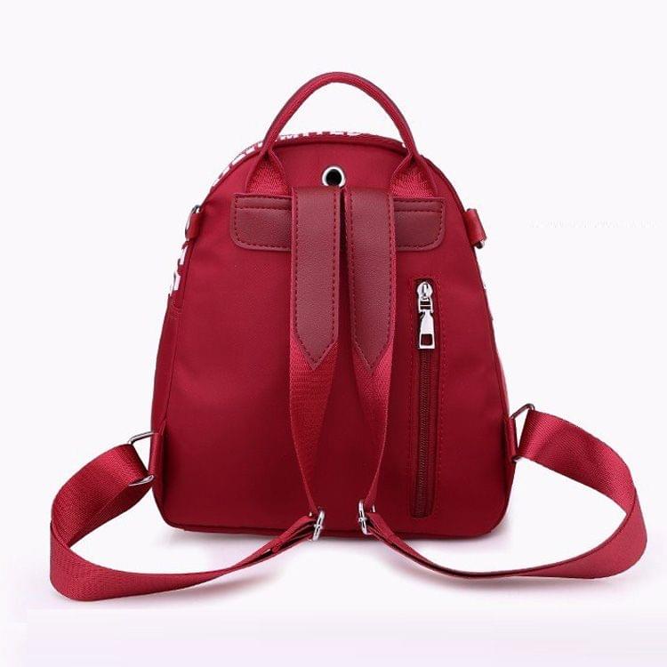 Fashion Nylon School Backpack Casual Handbag Shoulder Bag(Wine Red)
