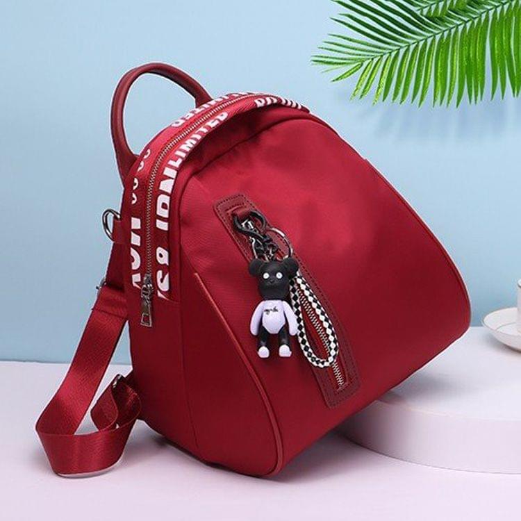Fashion Nylon School Backpack Casual Handbag Shoulder Bag(Wine Red)