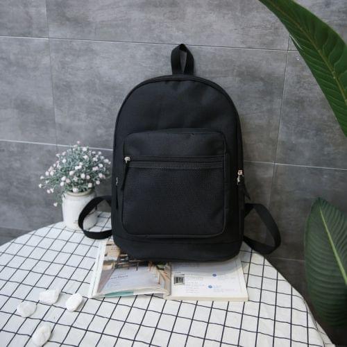 Oxford Double Shoulders School Bag Travel Backpack Bag (Black)