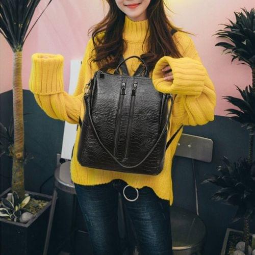 Dual-use Backpack Ladies Bag Travel Bag College Style School Bag (Black)