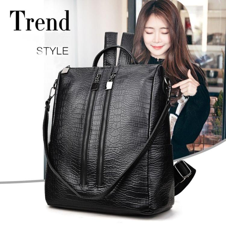 Dual-use Backpack Ladies Bag Travel Bag College Style School Bag (Black)