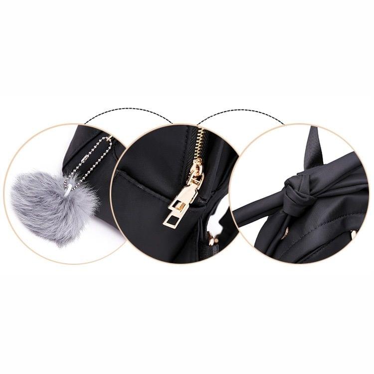 Bow-knot Casual Double Shoulder Bag Ladies Handbag Messenger Bag (Black)