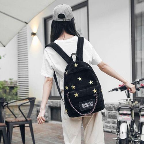 Star Embroidered Pattern Casual Double-shoulder Bag Messenger Bag (Black)