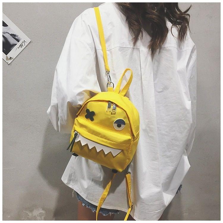 Wacky Cartoon Double Shoulders School Bag Travel Backpack Bag (Yellow)