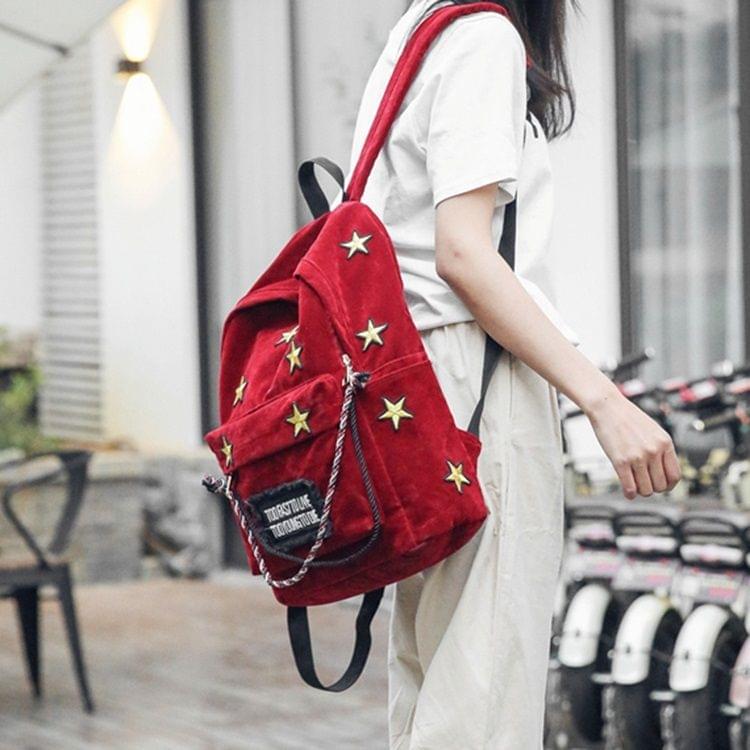 Star Embroidered Pattern Casual Double-shoulder Bag Messenger Bag (Red)