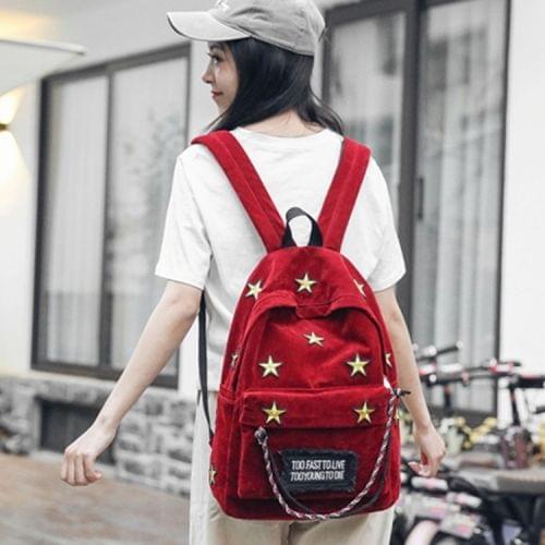 Star Embroidered Pattern Casual Double-shoulder Bag Messenger Bag (Red)