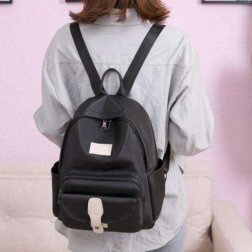 Fashion Oxford Double Shoulders Bag Ladies Backpack Handbag (Black)