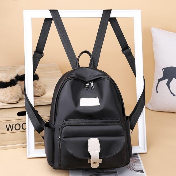 Fashion Oxford Double Shoulders Bag Ladies Backpack Handbag (Black)