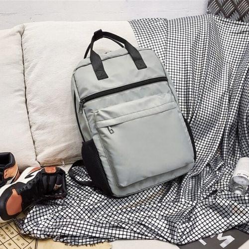 Double Shoulders School Bag Travel Backpack Handbag (Grey)