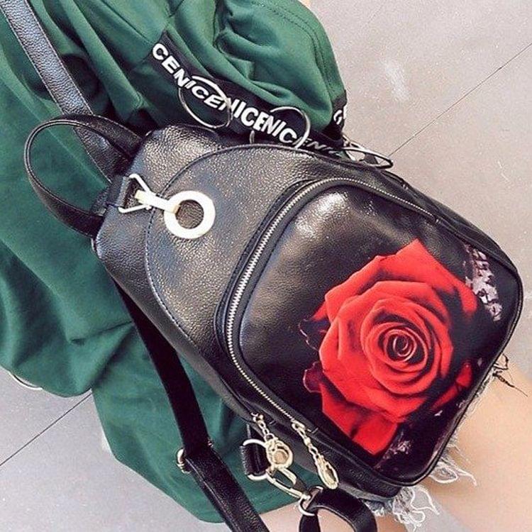 Back View Pattern Multi-function Leisure Fashion PU Leather Double Shoulders Bag Backpack (Black)