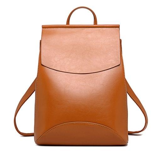 Fashion Women Backpack Youth Leather Backpacks for Teenage Girls Female School Double-Shoulder Bag(Brown)