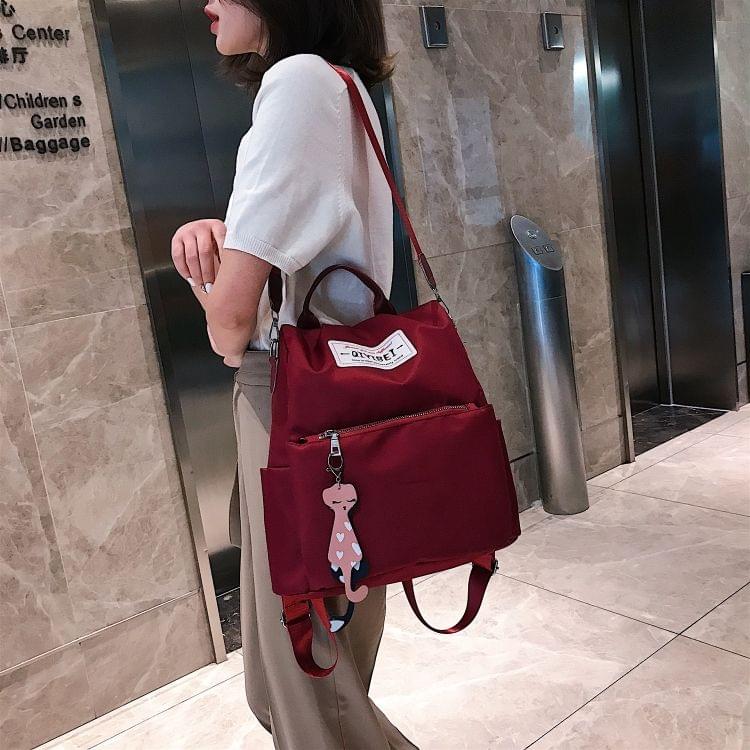 Multi-function Nylon Double Shoulders Bag Ladies Handbag Messenger Bag (Red)