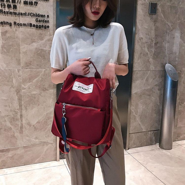 Multi-function Nylon Double Shoulders Bag Ladies Handbag Messenger Bag (Red)