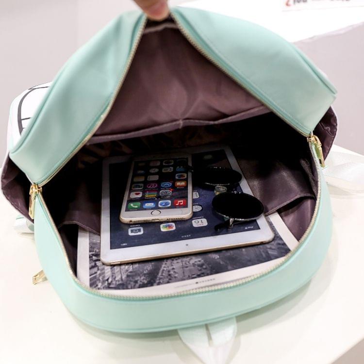Lovely Emoticon PU Shoulders Bag School Bag Travel Backpack Bag (Blue)