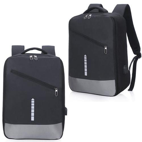 Multi-Function Oxford Portable Casual Double Shoulders Bag with Earphone Line Hole & USB Charging (Black)