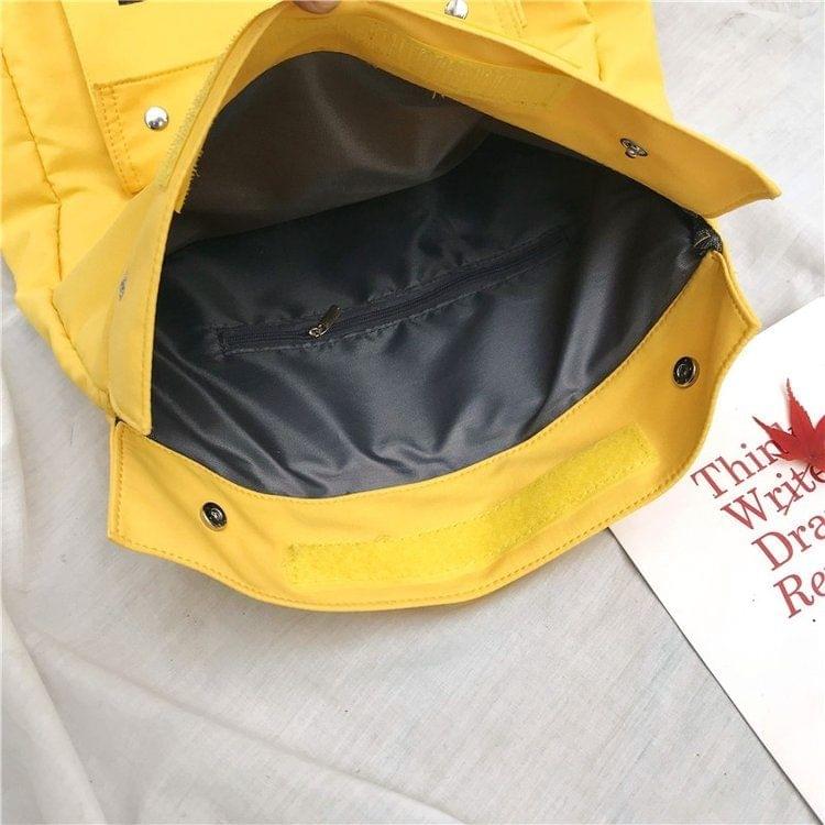 Button Double Shoulders School Bag Travel Backpack Bag (Yellow)
