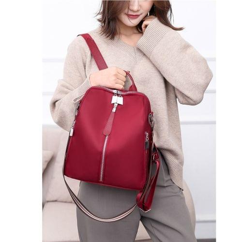 Solid Color Fashion Waterproof Backpack Anti-theft Bag (Red)