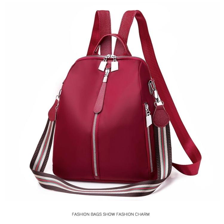 Solid Color Fashion Waterproof Backpack Anti-theft Bag (Red)