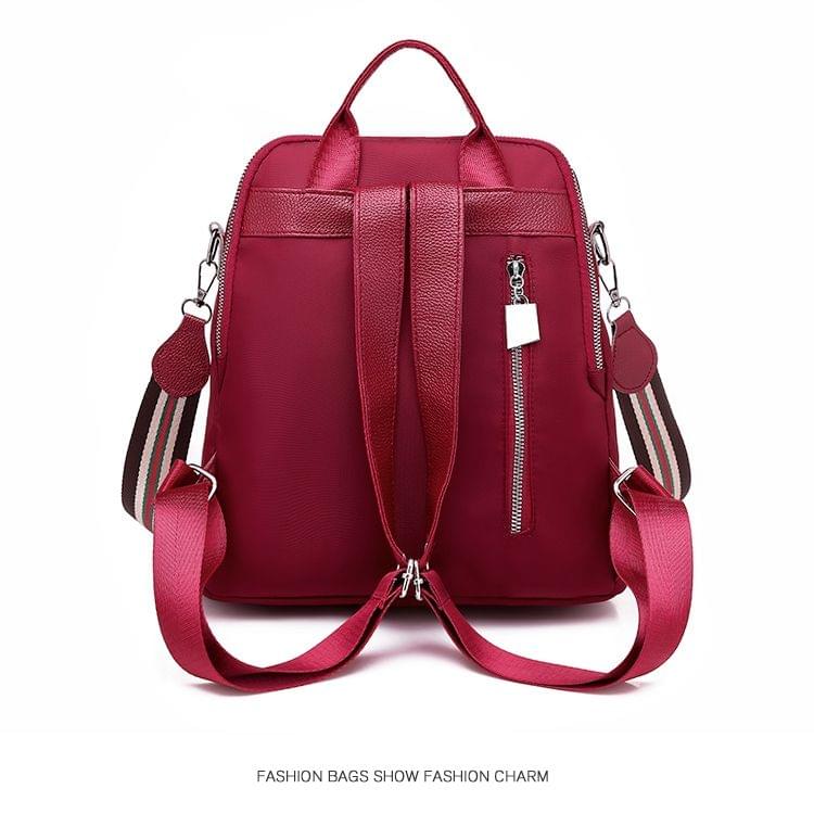 Solid Color Fashion Waterproof Backpack Anti-theft Bag (Red)