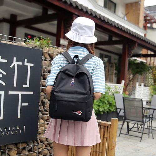 Leisure Fashion Nylon Double Shoulders Bag (Black)