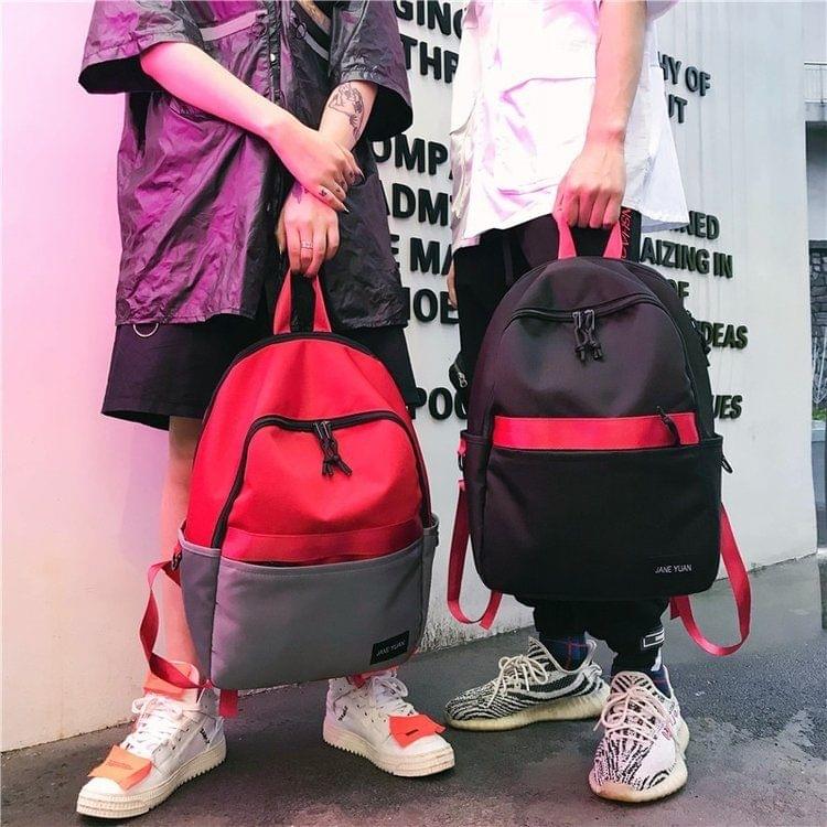 Double Shoulders School Bag Travel Backpack Bags (Black)