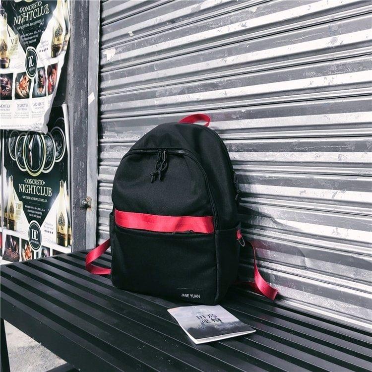 Double Shoulders School Bag Travel Backpack Bags (Black)