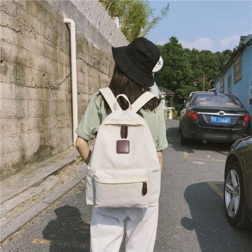 Double Shoulders School Bag Travel Backpack Bag (White)