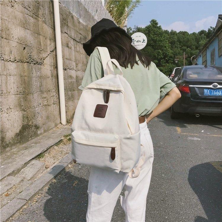 Double Shoulders School Bag Travel Backpack Bag (White)