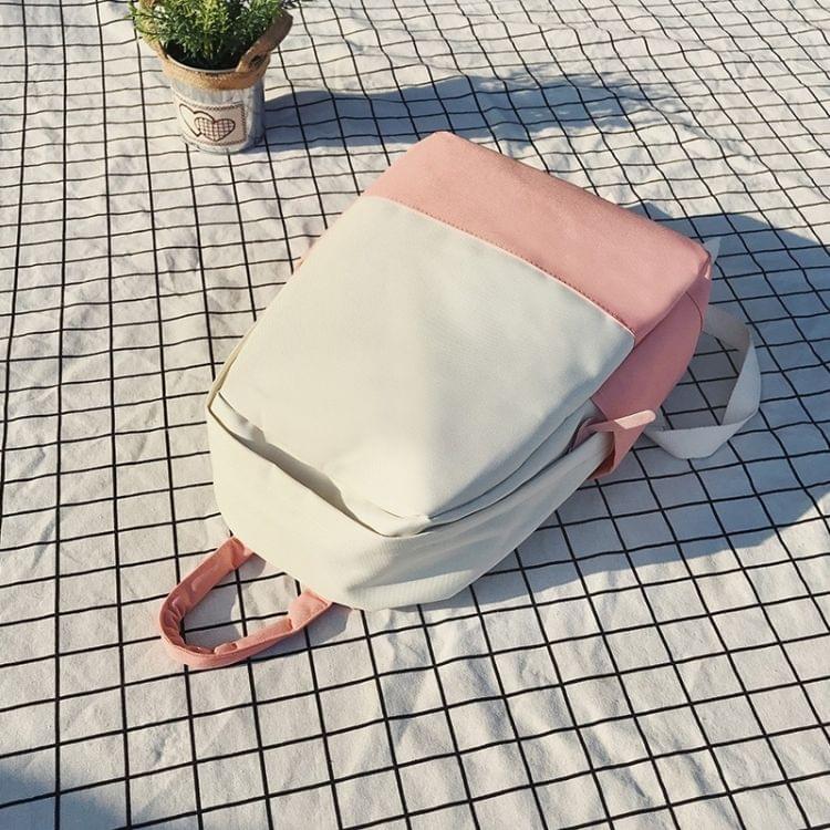 Casual Stitching Backpack Bag Girl Fresh Handbag (Pink)