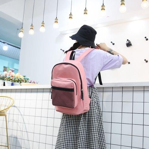 Oxford Double Shoulders School Bag Travel Backpack Bag (Pink)