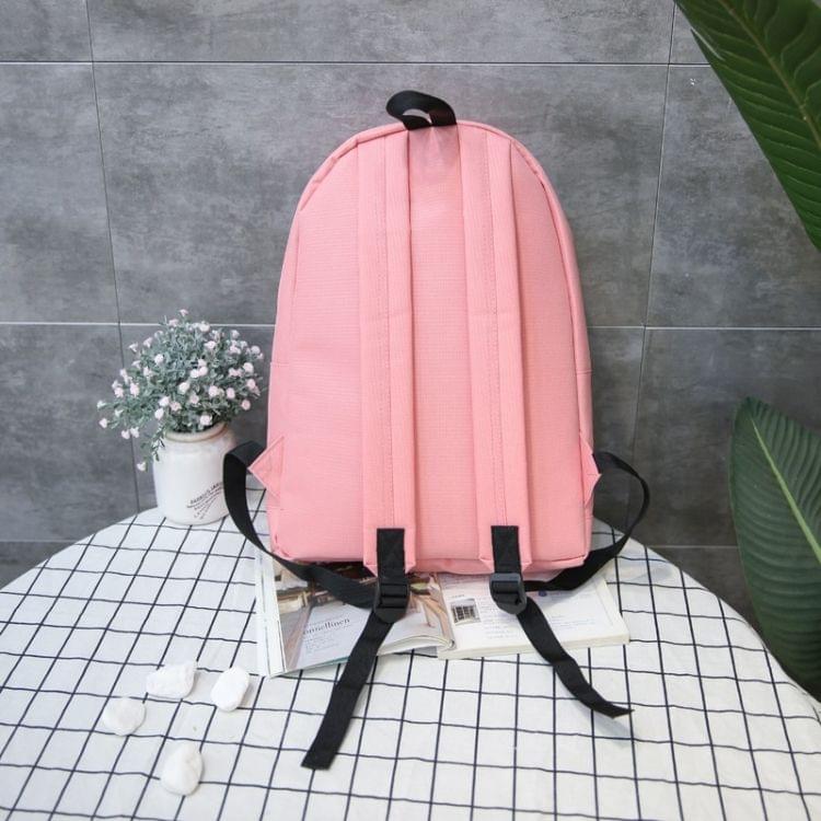 Oxford Double Shoulders School Bag Travel Backpack Bag (Pink)