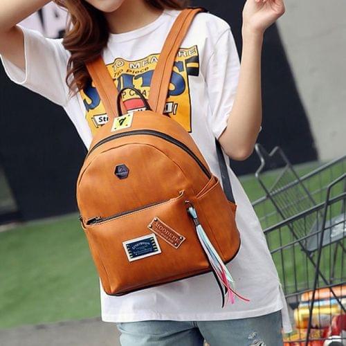 Leisure Fashion PU Leather Backpack Handbag, Size:30x26x15cm(Brown)