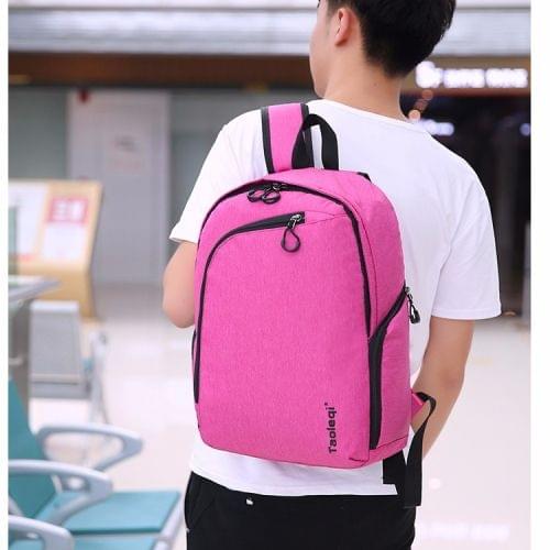 Double Zipper Design Nylon Portable Casual Double Shoulders Bag (Rose Red)