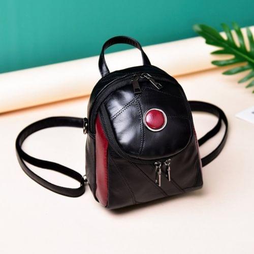 Sheepskin Stitching PU Leather Double Shoulders Bag Ladies Backpack Bag (Red)