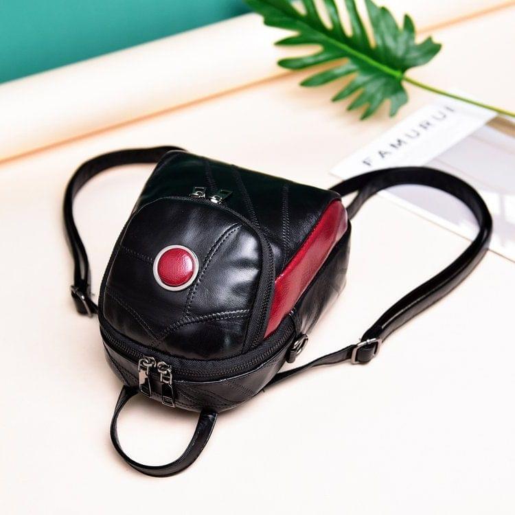 Sheepskin Stitching PU Leather Double Shoulders Bag Ladies Backpack Bag (Red)