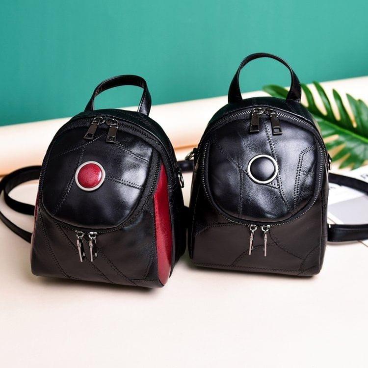 Sheepskin Stitching PU Leather Double Shoulders Bag Ladies Backpack Bag (Red)