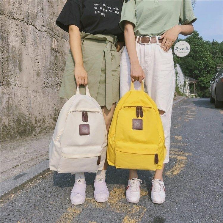 Double Shoulders School Bag Travel Backpack Bag (Yellow)