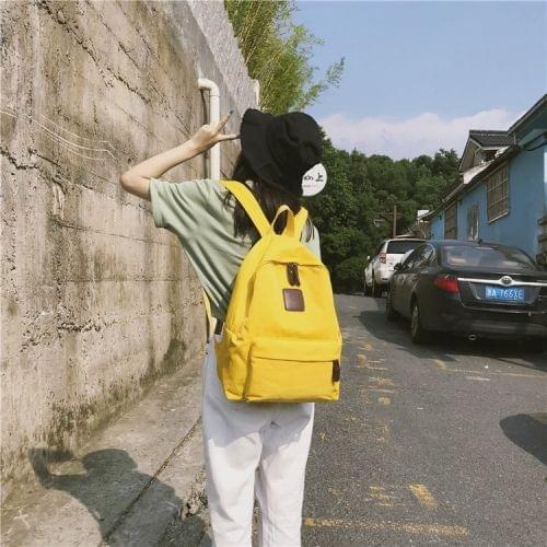 Double Shoulders School Bag Travel Backpack Bag (Yellow)